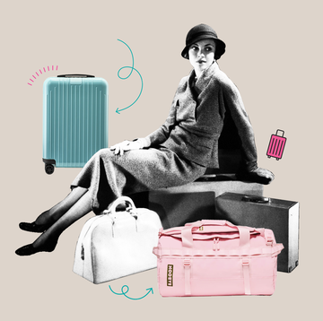 Baggage, Suitcase, Illustration, Hand luggage, Fashion illustration, Luggage and bags, Sitting, Style, Art, 